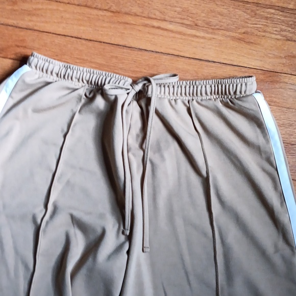 NWOT American Eagle Tan Flare Leg Pants with White Stripes ■ Oversized Size M - Picture 5 of 9